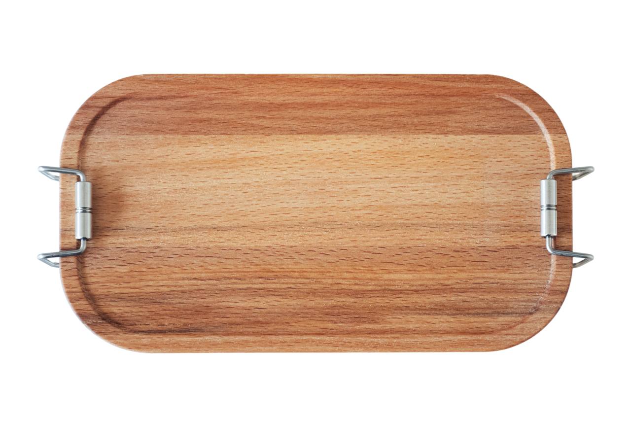 Boîte à lunch / boîte à pain durable avec couvercle en bois de hêtre – durable et sans plastique