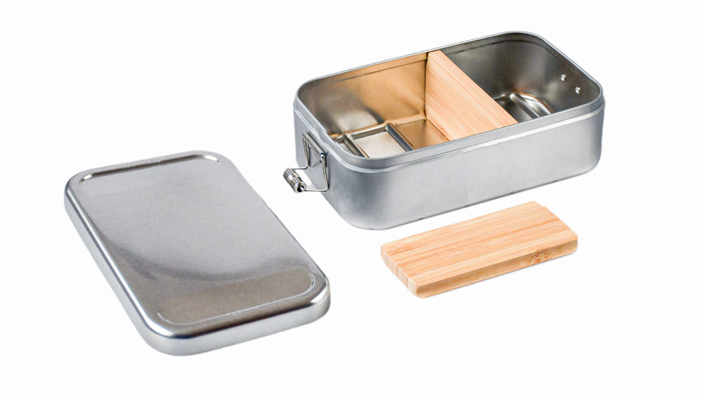 Set de séparateurs en bambou et boîte à lunch en métal avec séparation