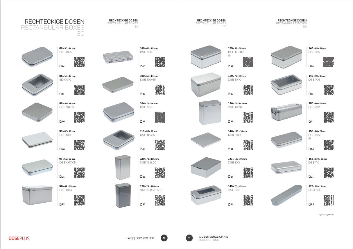 Catalogue de boîtes en fer-blanc