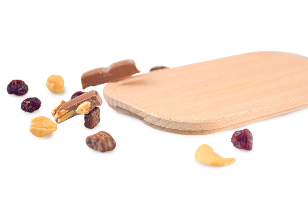 Couvercle en hêtre pour boîte à lunch, décoré avec noix, chocolat et fruits secs – couvercle de rechange durable