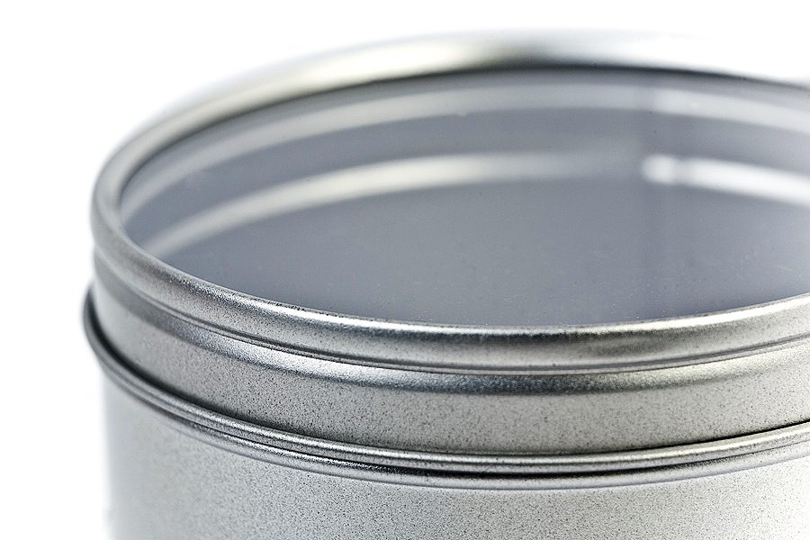 Boite ronde stockage metallique avec fenetre