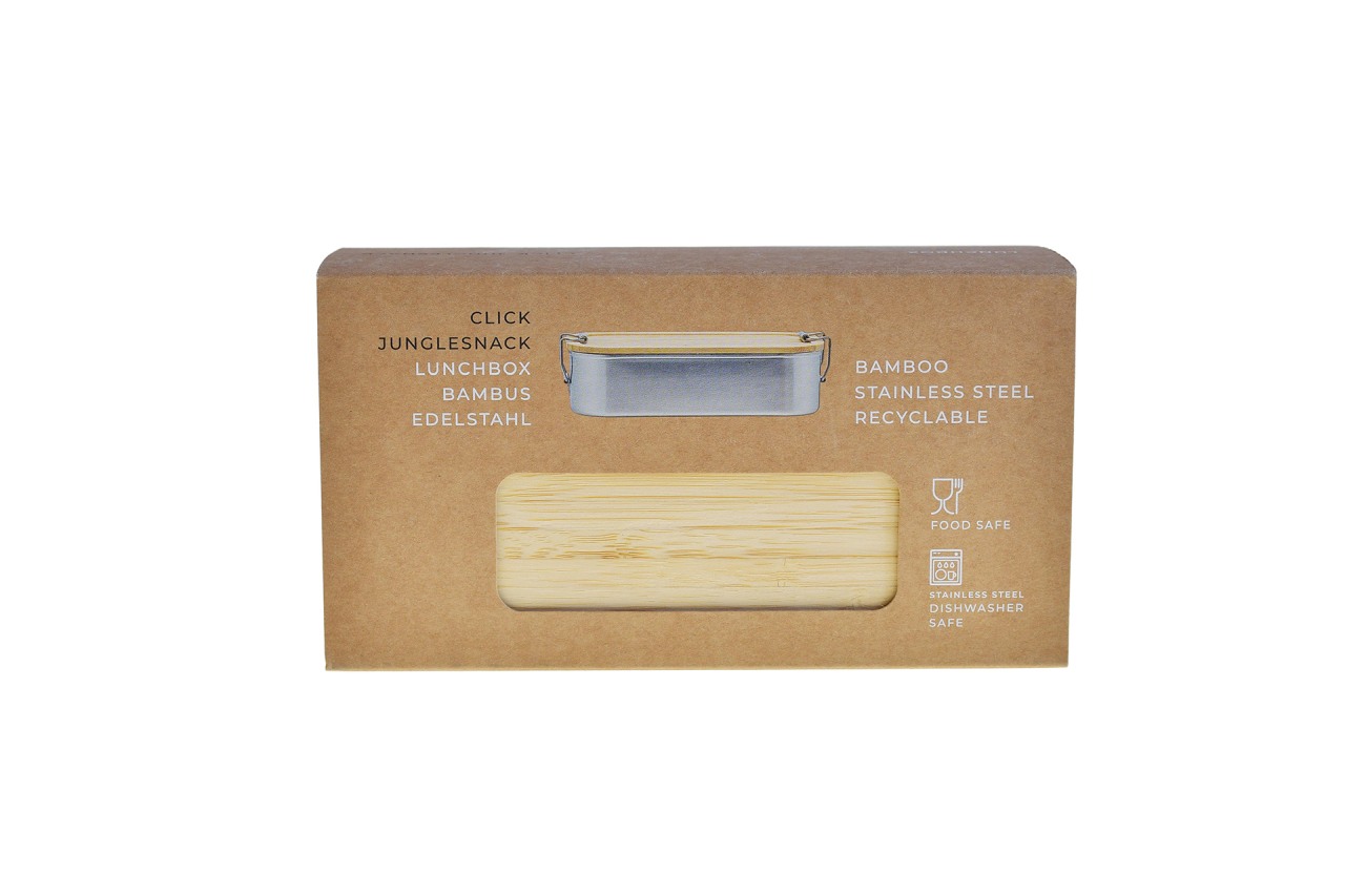 Emballage de la boîte à repas en acier inoxydable 700ml avec couvercle en bambou – idéale comme cadeau d'entreprise et article promotionnel