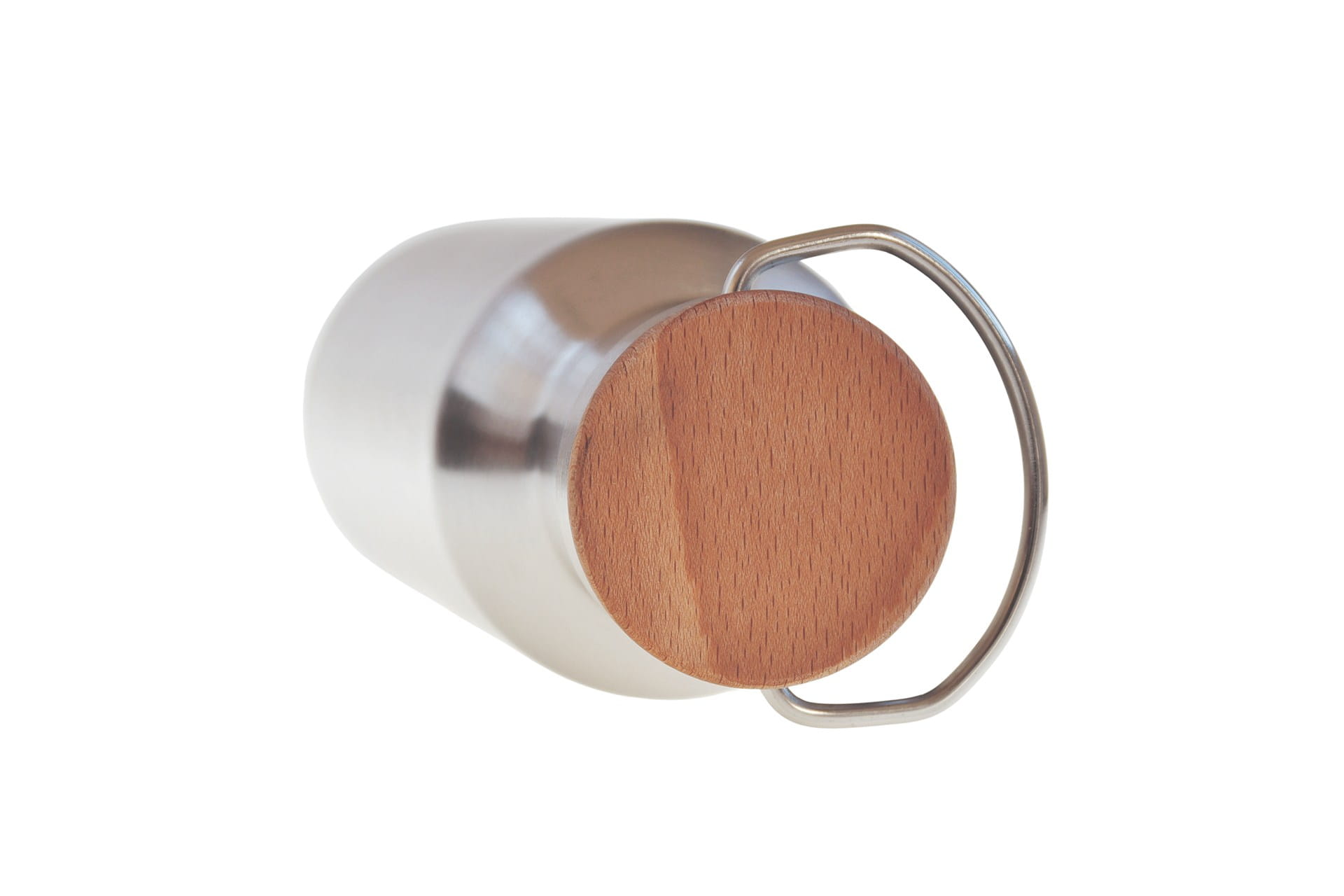 Couvercle en bois de hêtre pour bouteille en acier inoxydable – détail durable, idéal pour la gravure